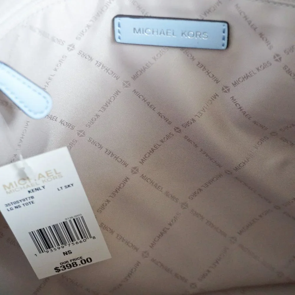 Michael Kors Kenly Large Satchel Tote Shoulder Bag MK Signature Light Sky Blue_8